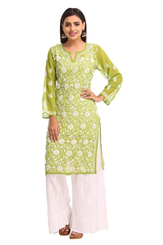 Product Cover ADA Handmade Lucknow Chikan Ethnic Faux Georgette Kurti Kurta Regular Wear A90406