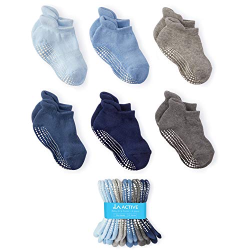 Product Cover LA Active Baby Toddler Grip Ankle Socks - 6 Pairs - Non Slip/Skid Covered (Boys, 12-36 Months)