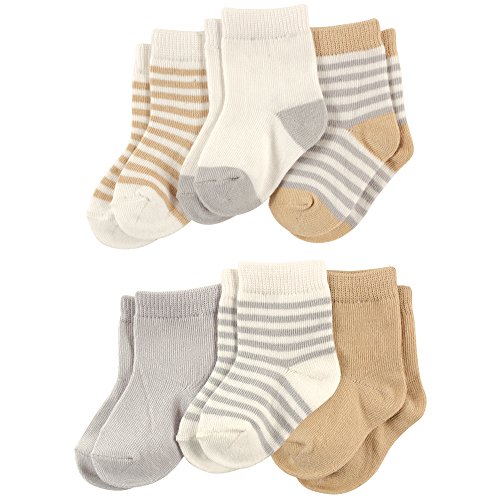 Product Cover Touched by Nature Baby Organic Cotton Socks, Neutral Stripes 6Pk, 6-12 Months