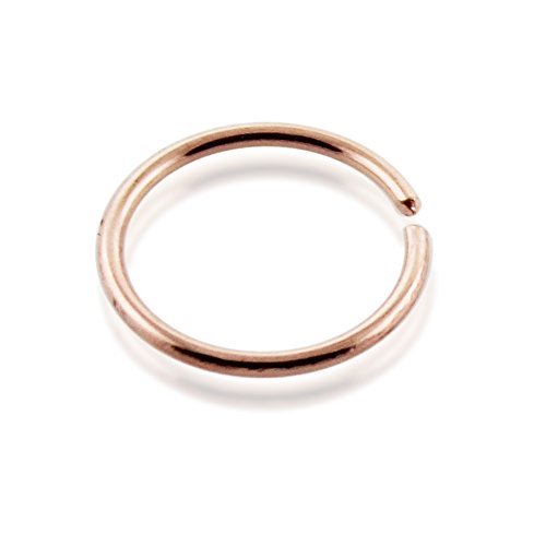Product Cover AtoZ Piercing 9 Karat Solid Rose Gold 22 Gauge (0.6MM) - 5/16 (8MM) Length Seamless Continuous Hoop Nose Ring