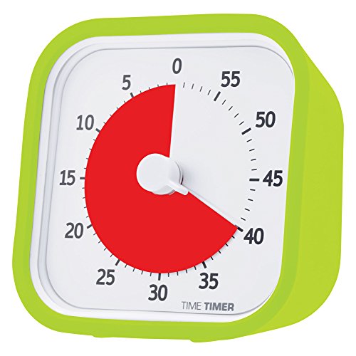 Product Cover Time Timer MOD (Lime Green), 60 Minute Visual Analog Timer, Optional Alert (On/Off), No Loud Ticking; Time Management Tool