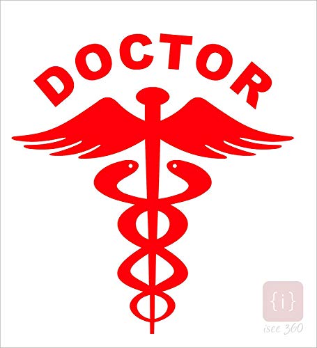 Product Cover ISEE 360 2 Nos PVC Reflective Doctor Decal/Sticker for Any Car (Red)