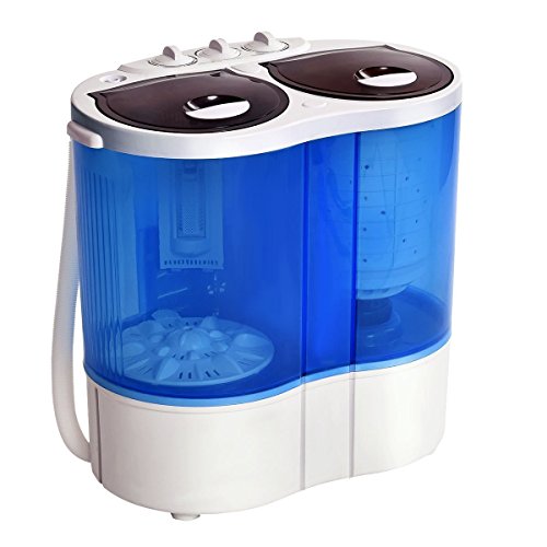 Product Cover Giantex 16lbs Portable Mini Washing Machine Gravity Drain Compact Twin Tub Washer Spinner, Ideal for Dorms, Apartments, RVs, Camping