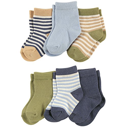Product Cover Touched by Nature Baby Organic Cotton Socks, Boy Stripes 6Pk, 6-12 Months