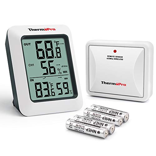 Product Cover ThermoPro TP60S Digital Hygrometer Indoor Outdoor Thermometer Wireless Temperature and Humidity Gauge Monitor Room Thermometer with 200ft/60m Range Humidity Meter