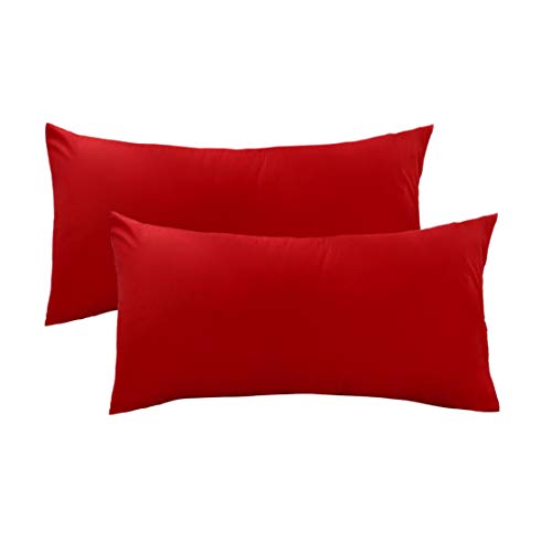 Product Cover uxcell Pillow Cases Covers Pillowcases Protectors King Size Housewife Egyptian Cotton 250 Thread Count Set of 2, Red