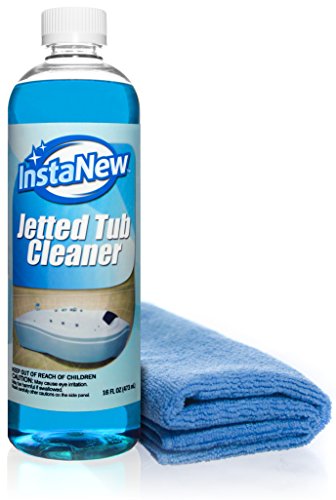 Product Cover Jetted Tub Cleaner by InstaNew - 16 ounces, Jacuzzi and Bath Tub Jet System Cleaner - Includes Microfiber Cloth