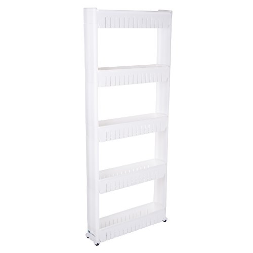 Product Cover Mobile Shelving Unit Organizer with 5 Large Storage Baskets, Slim Slide Out Pantry Storage Rack for Narrow Spaces by Everyday Home