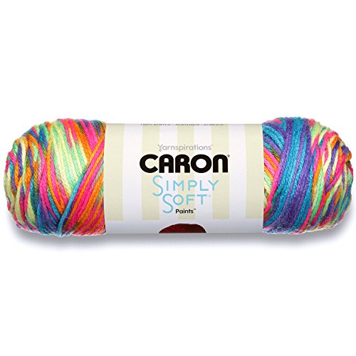 Product Cover Caron Simply Soft Paints Yarn (4) Medium Worsted Gauge 100% Acrylic - 5oz - Rainbow Bright -  Machine Wash & Dry