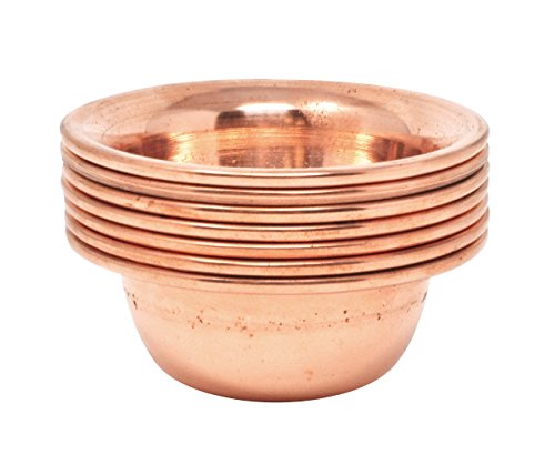 Product Cover Mudra Crafts Set of 7 Copper Brass Yoga Meditation Altar Tibetan Buddhist Supplies Offering Bowls (3.25 Inches, Copper Tone)