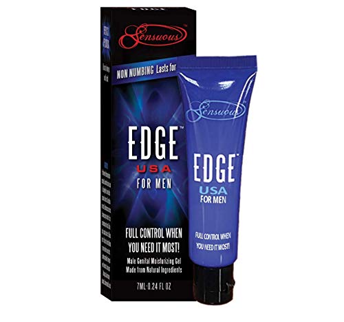 Product Cover Edge Delay Gel. Ultimate Staying Power: Natural, Prolonging and Desensitizing Delay for Men. NO Lidocaine, Non-Numbing Long Lasting! Pocket Size Tube! (30 Applications)