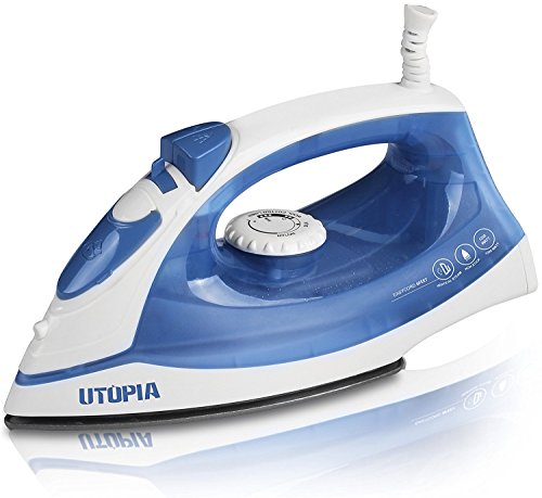 Product Cover Steam Iron with Nonstick Soleplate - Small Size Lightweight - Best For Travel - Powerful Steam Output - Dry Iron Function 1200 Watt (Blue)