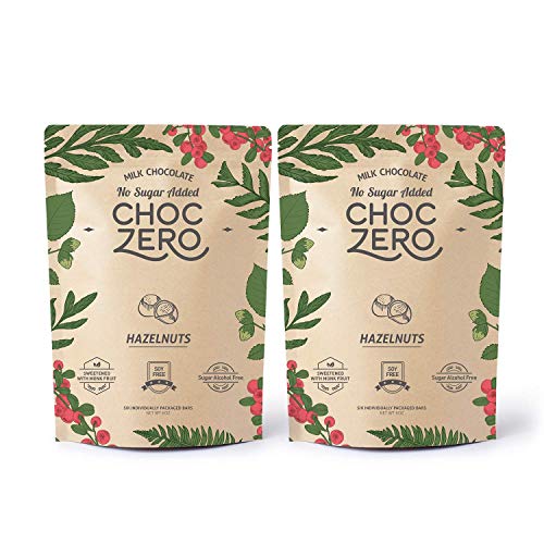 Product Cover ChocZero's Keto Bark, Milk Chocolate Hazelnuts, No Added Sugar, Low Carb, No Sugar Alcohols, Non-GMO (2 bags, 6 servings/each)