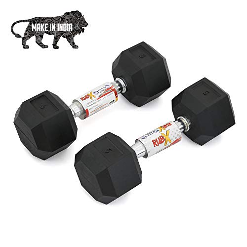 Product Cover RUBX Rubber Coated Professional Exercise Hex Dumbbells (Pack of Two) (5)