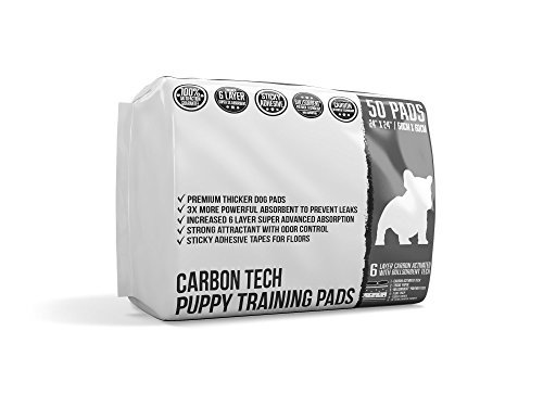 Product Cover Bulldogology Carbon Black Puppy Pee Pads with Adhesive Sticky Tape - Large Dog Training Wee Pads - (24x24, 50-Count)