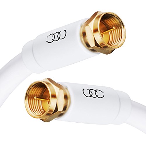 Product Cover Coaxial Cable Triple Shielded CL3 in-Wall Rated Gold Plated Connectors (20ft) RG6 Digital Audio Video with Male F Connector Pin - 20 Feet