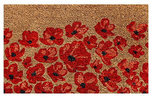 Product Cover Onlymat Red Flower Natural Coir Doormat ,Flower Design,75 Cm X 45 Cm X 1.5 Cm