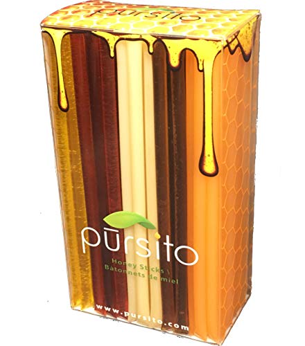 Product Cover Favorite Flavors Honey Sticks Gift Box Variety Pack 100 Count (20 ea. Flavor Lemon, Peach, Pina Colada, Raspberry & Wildflower) Pursito Brand Honeystix