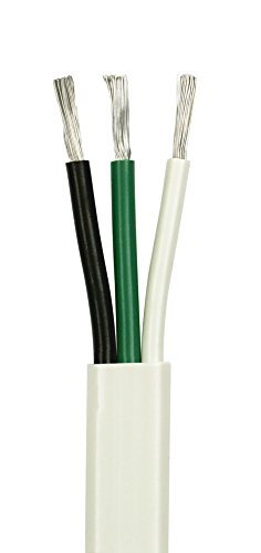 Product Cover 10/3 AWG Triplex Flat AC Marine Wire - Tinned Copper Boat Cable - 25 Feet - Black/White/Green - Made in The USA
