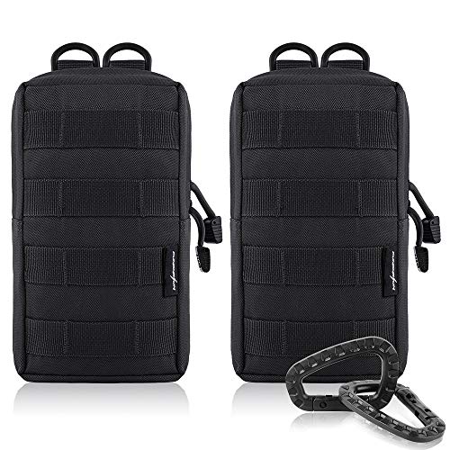 Product Cover FUNANASUN 2 Pack Molle Pouches Tactical Compact Water Resistant EDC Pouch (Black)