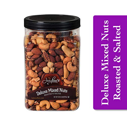 Product Cover Jaybees Roasted Salted Deluxe Mixed Nuts (32Oz) Great Everyday Snack Featuring Cashews Almonds Brazil Nuts Pecans and Filberts