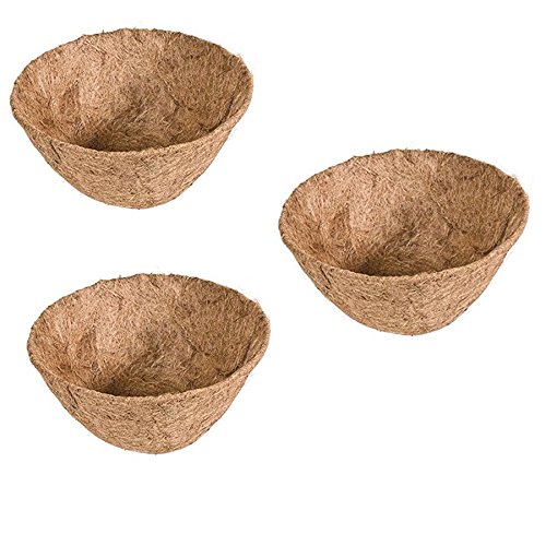 Product Cover Rocky Mountain Goods Hanging basket Liner Replacement - Extra thick coco lasts longer and requires less watering - 100% natural coconut planter basket liner for flowers / vegetables (3 Pack, 14