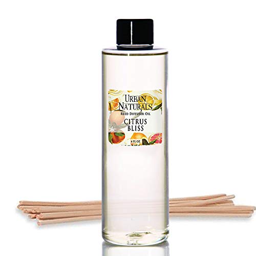Product Cover Urban Naturals Citrus Bliss Mandarin & Grapefruit Scented Reed Diffuser Oil Refill + Replacement Reed Sticks | Fresh, Bright Citrus Scent 4 oz.