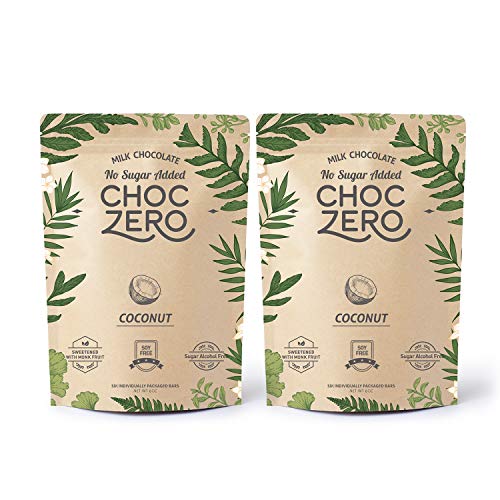 Product Cover ChocZero's Keto Bark, Milk Chocolate Coconuts, No Added Sugar, Low Carb, No Sugar Alcohols, Non-GMO (2 bags, 6 servings/each)