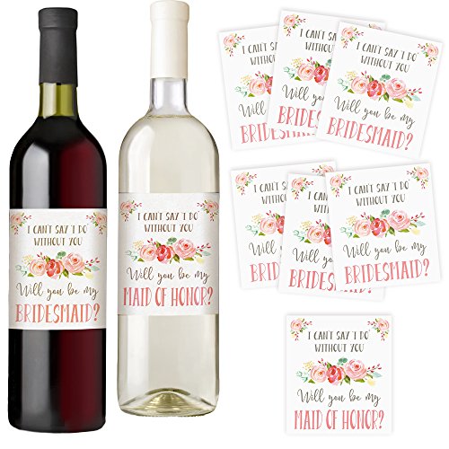 Product Cover Bridesmaid and Maid of Honor Wine Bottle Labels, Set of 7 Labels, I Can't Say I Do Without You, Asking Bridesmaids, Bridesmaid Proposal, Bridal Party Favors, Ideas, and Gifts