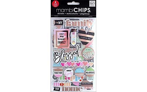 Product Cover me & my BIG ideas mambiChips Chipboard Stickers - Scrapbooking Supplies - I Love Us Theme - Metallic Glitter & Multi-Color - Great for Family Projects, Scrapbooks & Albums - 4 Sheets