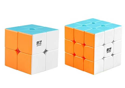 Product Cover Coogam Qiyi Speed Cube Bundle 2x2 3x3 Magic Cube Set Qidi s 2x2 Warrior W 3x3 Stickerless Puzzle Toy Pack