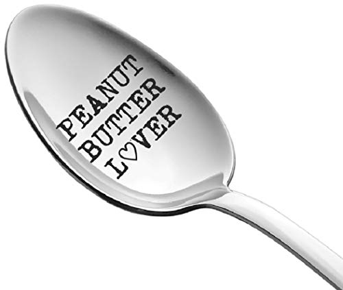 Product Cover Peanut Butter Lover On a Spoon by Weenca - Sturdy Long Handle Spoon - Simple and Elegant with a Mirror Finish - Long Lasting Inscription