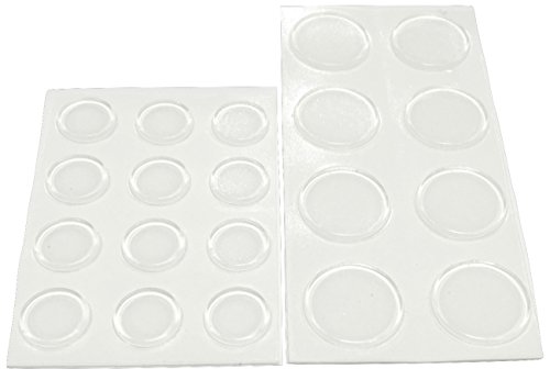 Product Cover Round Clear Adhesive Bumpers Combo (Large, Medium) Pack - Set of 20 Transparent Self Stick Rubber Pads for Glass Table Top, Furniture, Electronics, Laptop, Mirrors - Made in USA