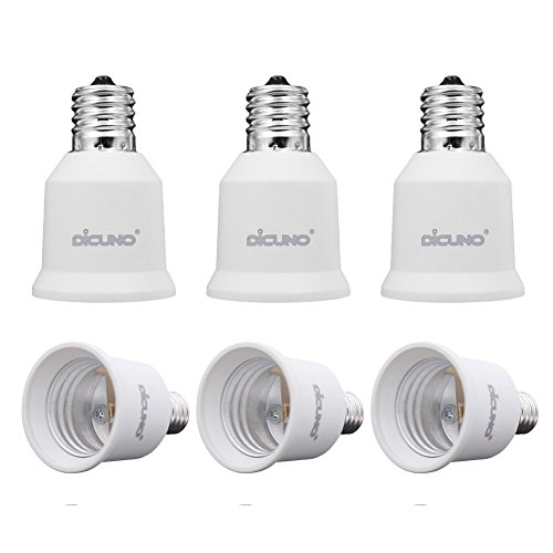 Product Cover DiCUNO E17 to E26 Adapter, Converter Chandelier Socket to Medium Socket, LED Light Bulbs Converter, Max Wattage 200W, 200 Degree Heat Resistant (6-Pack)