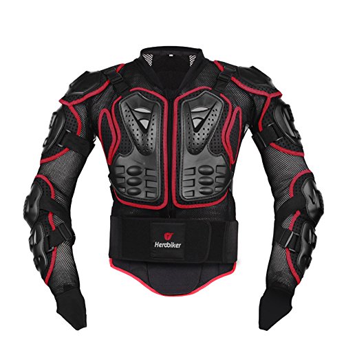 Product Cover HEROBIKER Motorcycle Full Body Armor Jacket spine chest protection gear Motocross Motos Protector Motorcycle Jacket 2 Styles (M, Red)
