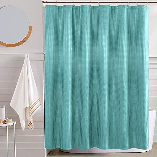 Product Cover jinchan Shower Curtain for Bathroom Waterproof Waffle Weave Fabric Shower Curtain in Bath Rust-Resistant Metal Grommets Top (70-Inch by 72-Inch, Turquoise)