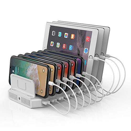 Product Cover USB C Pd Charging Stations Unitek 160W 10-Port USB Quick Charger Dock, Power Delivery Compatible Laptop MacBook 2015/ Later, Pixel, Nintendo Switch, Support 9 iPad, Upgraded Adjustable Dividers