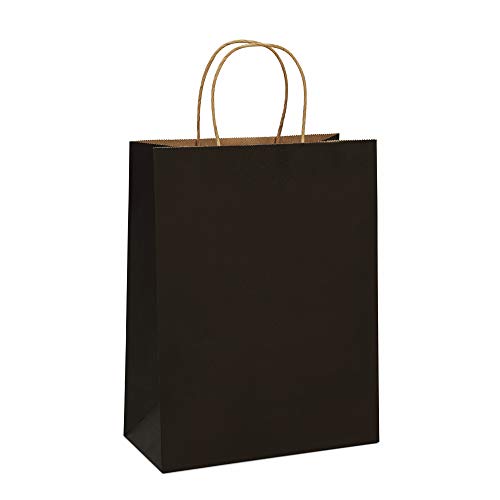 Product Cover BagDream Gift Bags 10x5x13 Kraft Paper Bags 25Pcs Paper Shopping Bags, Mechandise Bags, Retail Bags, Party Bags, Black Paper Gift Bags with Handles, 100% Recycled Paper Bags