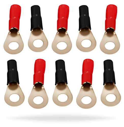 Product Cover InstallGear 8 Gauge AWG Crimp Ring Terminals Connectors - 10-Pack (5 Positive, 5 Negative)