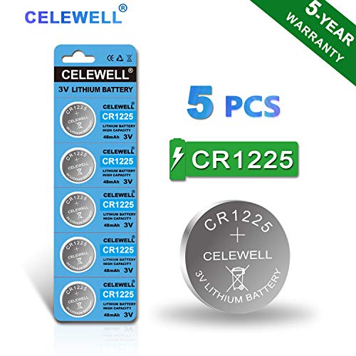 Product Cover 【5-Year Warranty】 CELEWELL 5-Pack CR1225 3V Lithium Battery for Thermometer Watch CR 1225