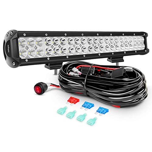 Product Cover Nilight ZH006 Bar 20Inch 126W Spot Flood Combo Led Off Road Lights with 16AWG Wiring Harness Kit-2 Lead, 2 Years Warranty