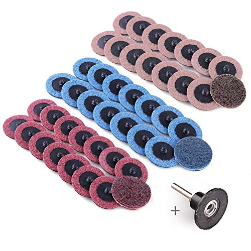 Product Cover 2 Inch Sanding Discs by LotFancy, 45PCS Roll Lock Surface Conditioning Discs, Fine Medium Coarse Assorted Pack, R-Type Quick Change Disc with Disc Pad Holder, for Die Grinder