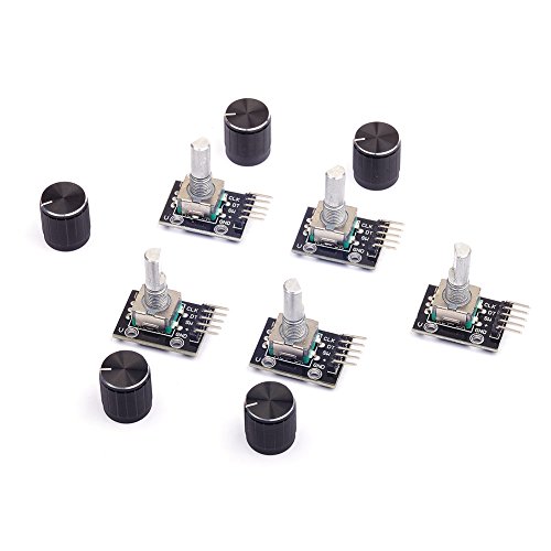 Product Cover Cylewet 5Pcs KY-040 Rotary Encoder Module with 15×16.5 mm with Knob Cap for Arduino (Pack of 5) CYT1062