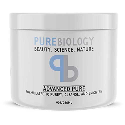 Product Cover Pure Biology Face Mask w/Bentonite Clay, Kaolin Clay, Pea Peptides, Vitamins A + E - Cleanse, Smooth & Minimize Deep Pores, Dark Spots, Blackheads & Acne Scars - Men & Women, All Skin Types