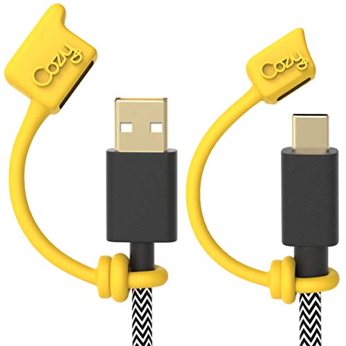 Product Cover Cozy 2019 Version - [2-Piece] USB Caps for USB C Cable - Cap Provides Dust and Oxidation Protection, Projection Adapter Cover, Protects During Travel, Portable, Designed (Yellow)
