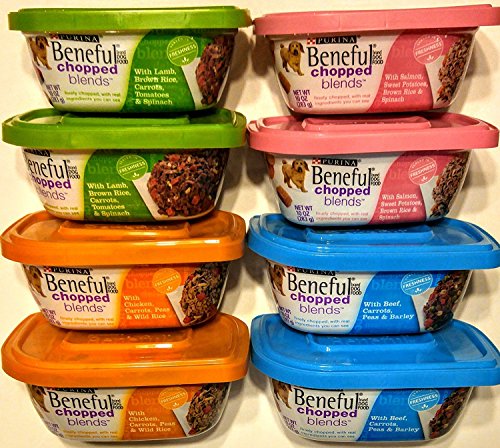 Product Cover Purina Beneful Chopped Blends Wet Dog Food - 10 oz. Tub Combo Variety Bundle, 4 Flavors (2) Each Flavor, Total 8 Tubs (Variety Pack #1), Black