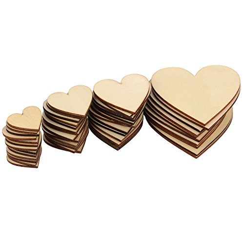 Product Cover Outus 160 Pieces Christmas Blank Wood Heart Embellishments Wood Heart Slices for Wedding, Valentine, DIY, Arts, Crafts, Card Making