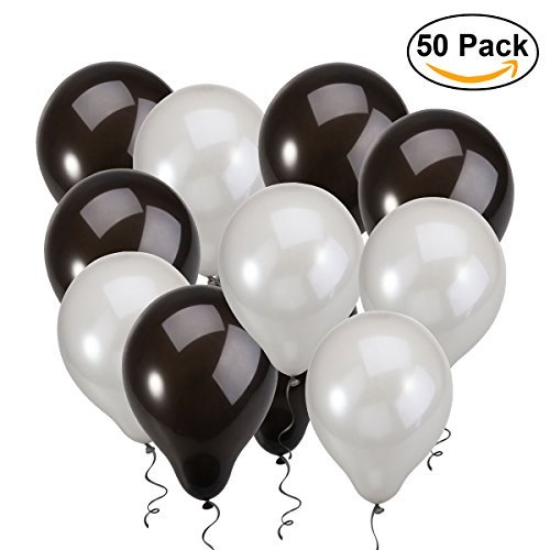 Product Cover NUOLUX Latex Balloons,12 inch Black Silver Balloons for Wedding Birthday Party,50pcs