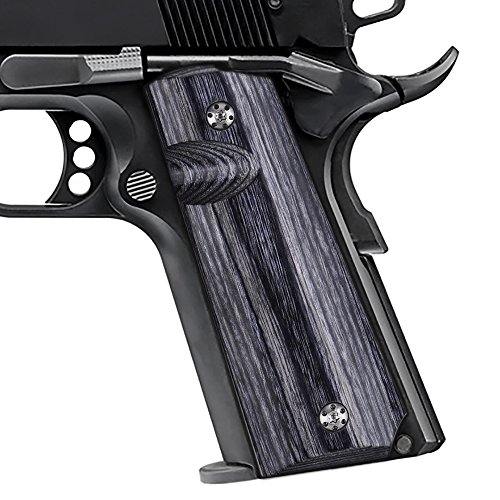 Product Cover Cool Hand 1911 Full Size High Polished Dymond Wood Grips, Free Screws Included, Mag Release, Ambi Safety Cut, Brand, Grey, H1-S-GWS