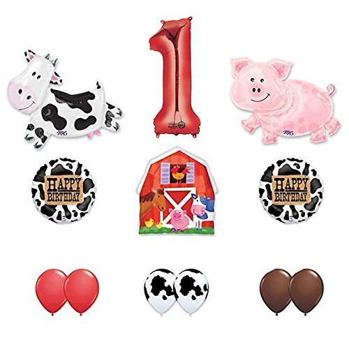 Product Cover Mayflower Products Barn Farm Animals 1st Birthday Party Supplies Cow, Pig, Barn Balloon Decorations